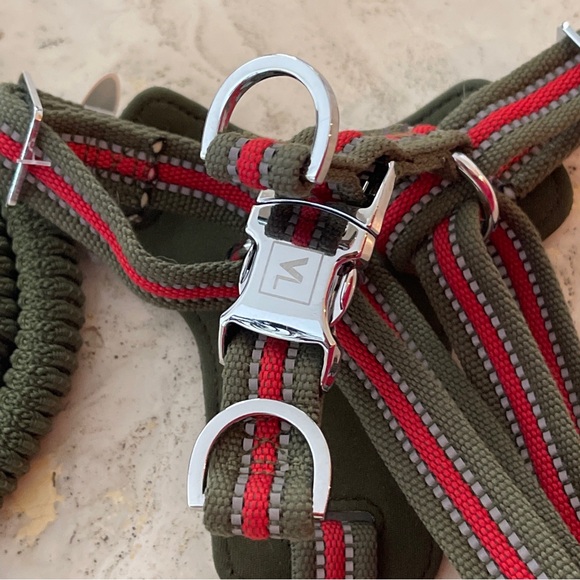 Dog Harness Step-in M 20-50 Lb, Olive, REFLECTIVE + Matching Leash! Vibrant Life - Picture 4 of 14